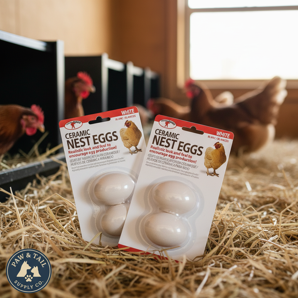 Little Giant Ceramic Nest Eggs 2 Pack 4 Count Fake Chicken Coop Eggs, White