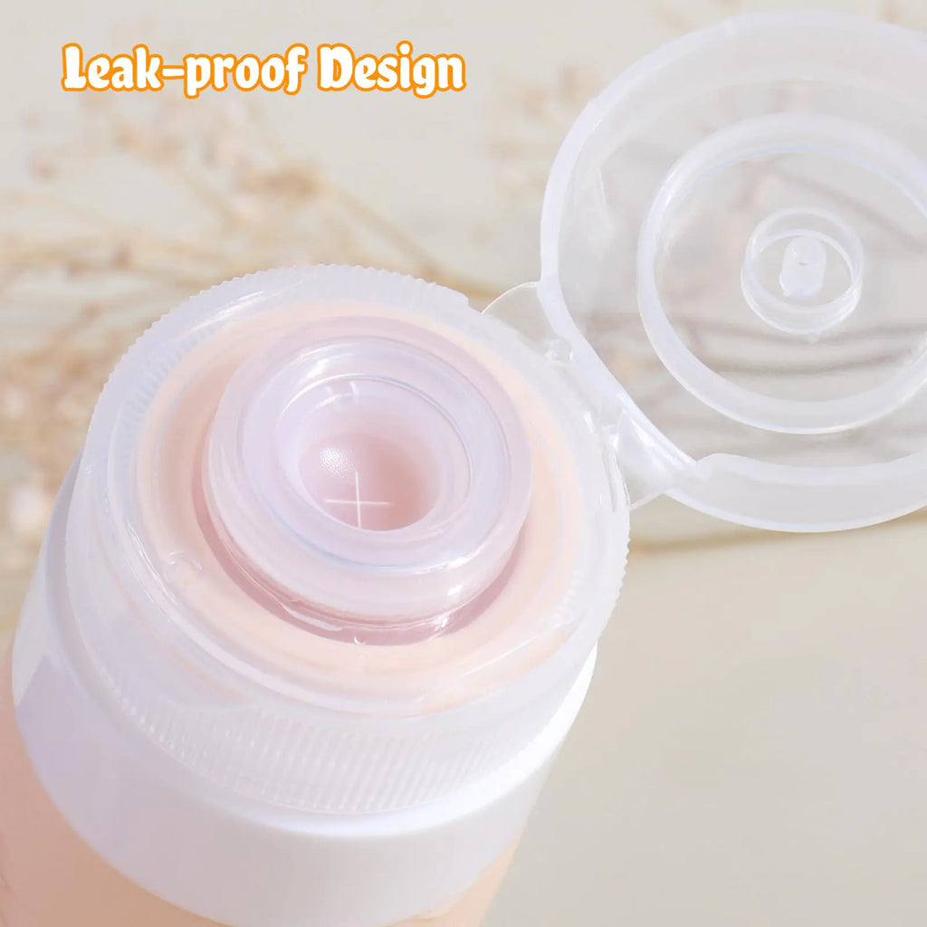 GLAMFIELDS TSA Approved Travel Bottles for Toiletries, 3oz Size Leak Proof Silicone Containers for Shampoo, Conditioner,Easy to Squeeze and Portable, Essentials for Traveling (4 Pack) Apricot