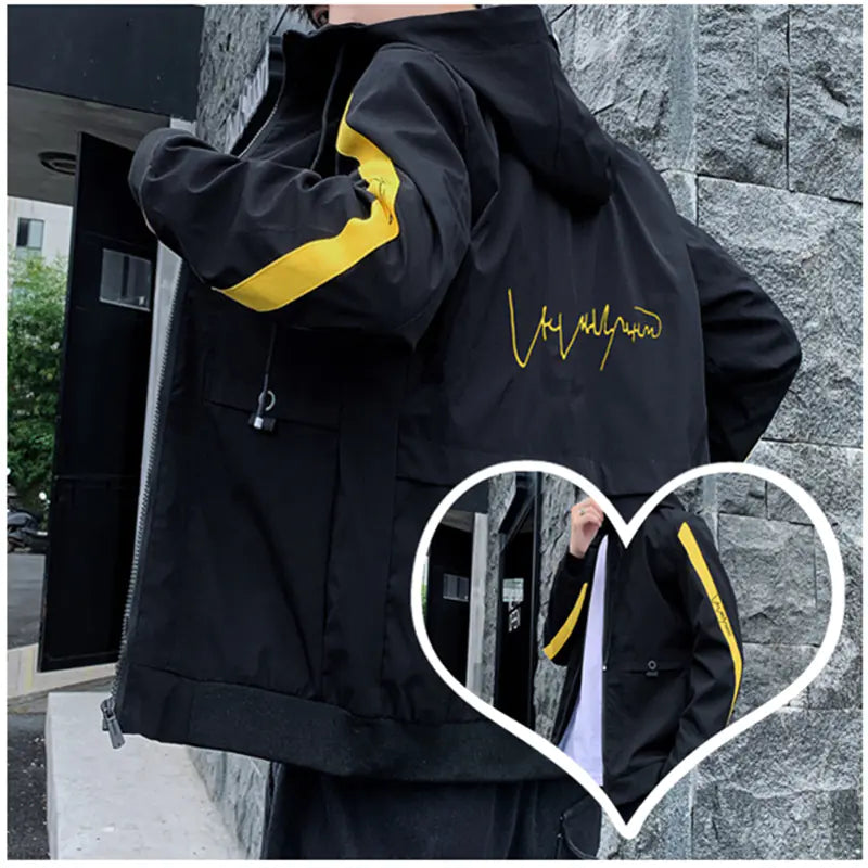 Men's Color Block Hooded Jacket