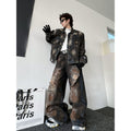 Old Cowboy Jacket and Ripped Denim Trousers Set