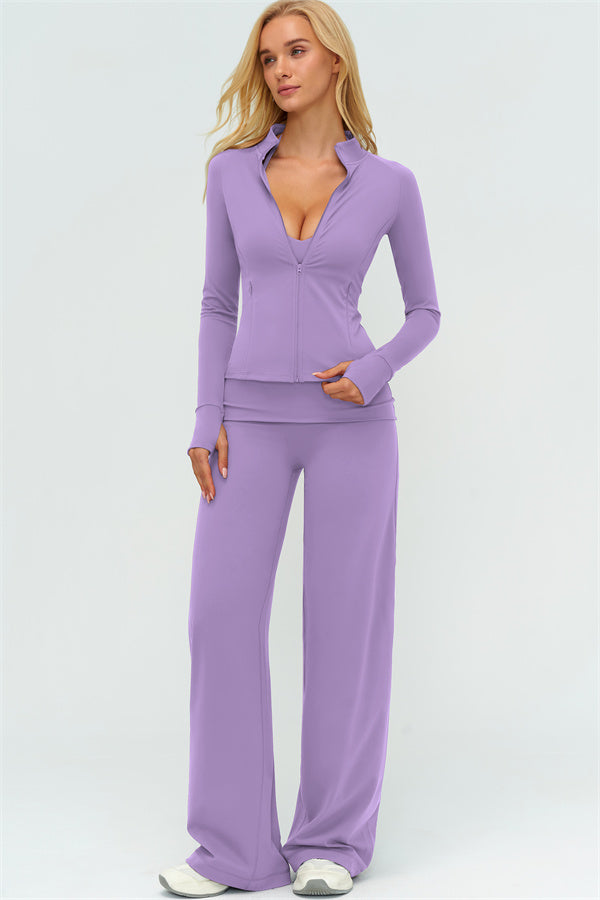 The Twirl Zip Jacket Straight Leg Pants 2-Piece Set