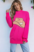 Cowboy Hat Drop Shoulder Oversized Sweater