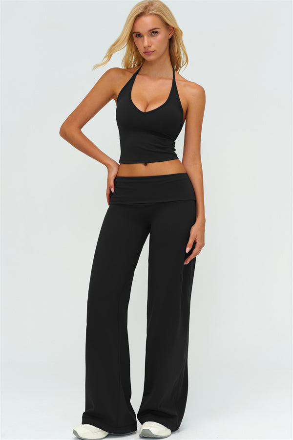 The Twirl Halter Tank Top Straight Leg Pants 2-Piece Set
