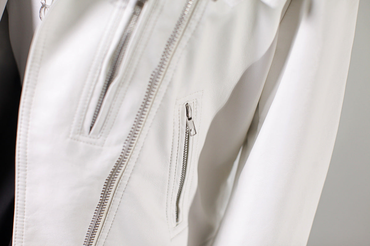 European And American Women's Short PU Motorcycle Jacket