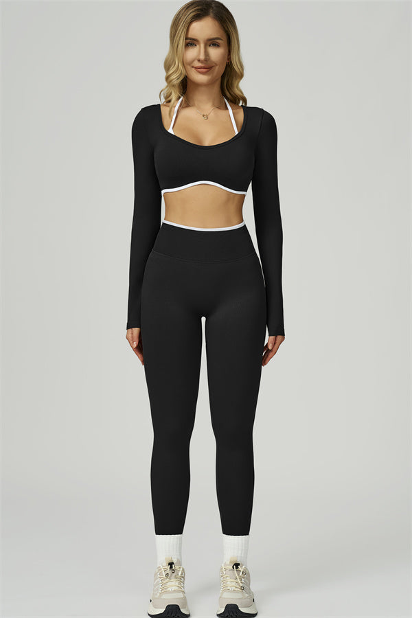 The Prime Line Long Sleeve Crop Top Leggings 2-Piece Set