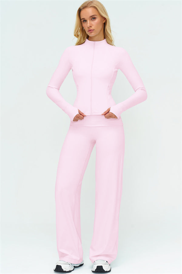 The Twirl Zip Jacket Straight Leg Pants 2-Piece Set
