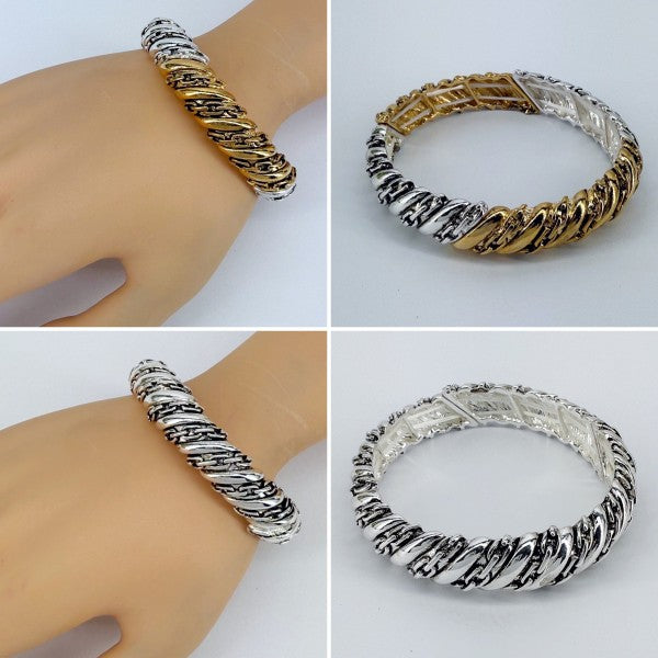 Designer Inspired Two Tone or Silver Finish Stretc