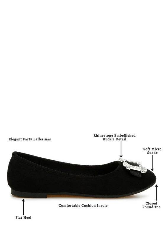 Prajik Rhinestone Buckle Detail Ballerinas
