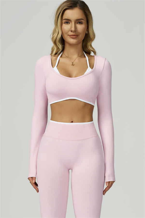 The Prime Line Long Sleeve Crop Top Leggings 2-Piece Set