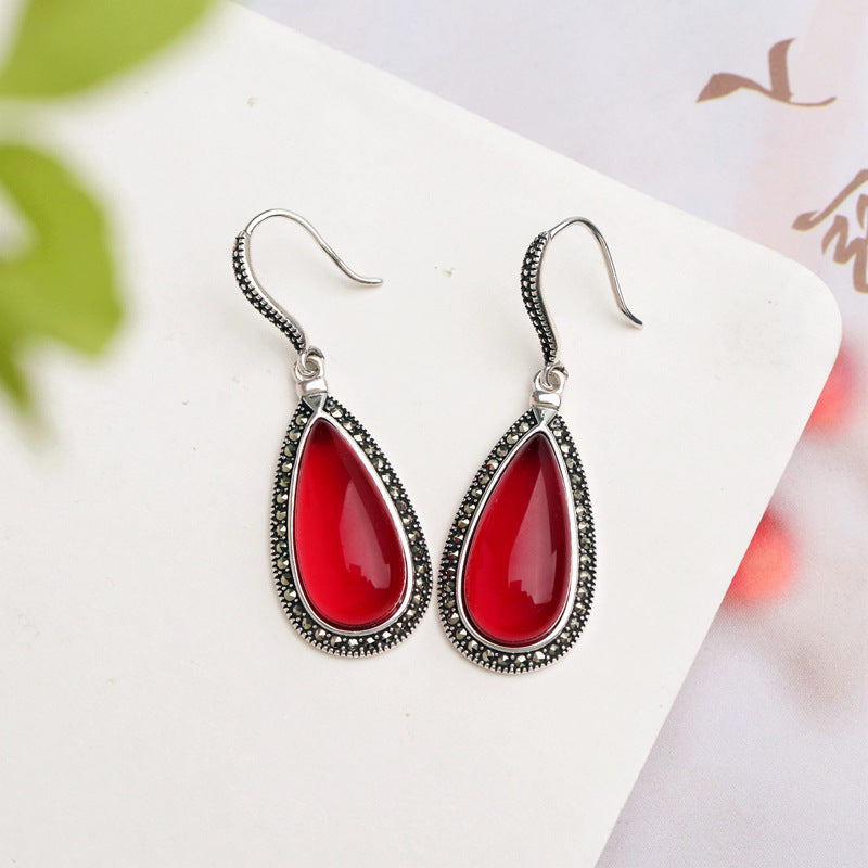 S925 Thai Silver Drop-shaped Eardrops