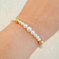 Pearl & Gold Beaded Stretch Bracelet
