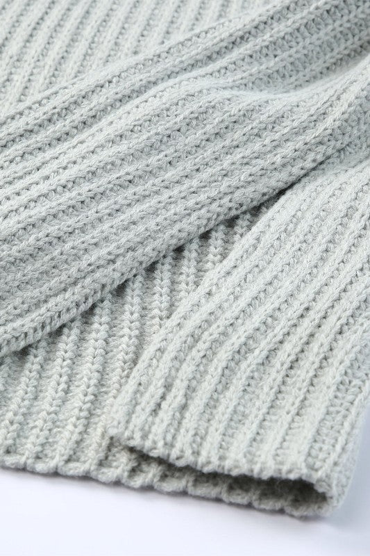 Solid Buttoned Drop Shoulder Sweater