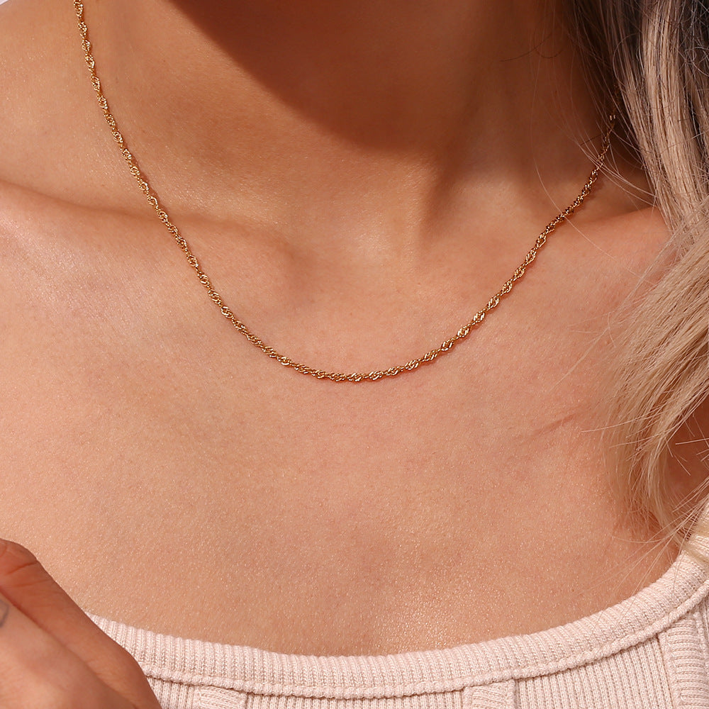 Free Clavicle Chain Stainless Steel Plated 18K Water Wave Chain Bracelet