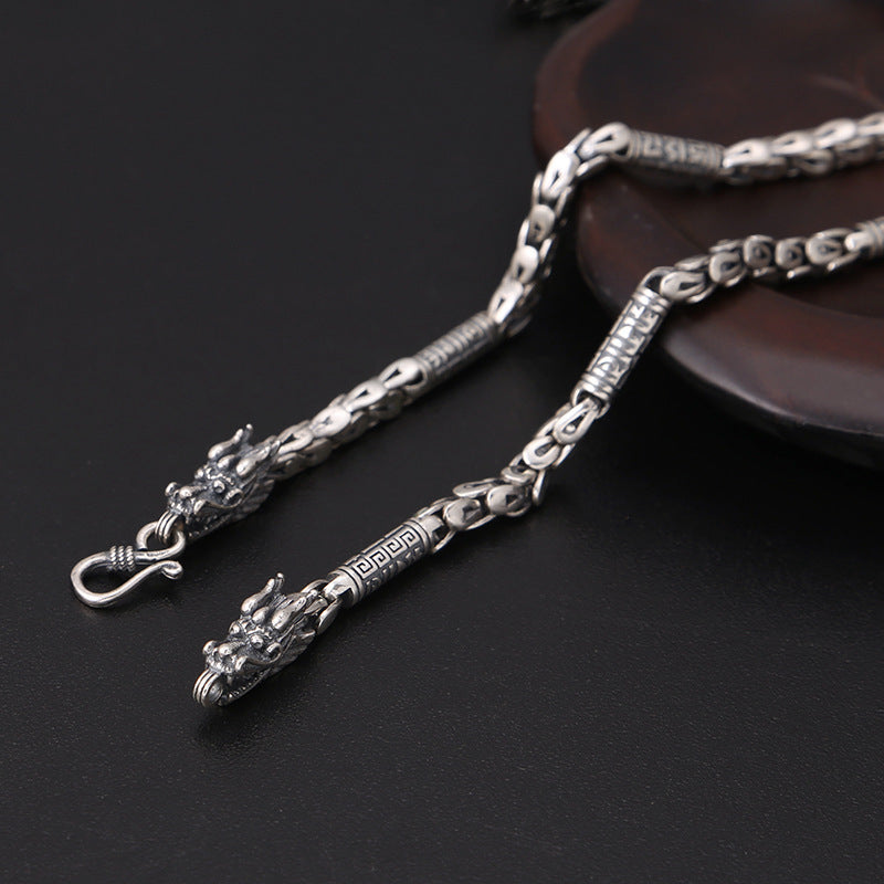 S925 Sterling Silver Men's Classic Vintage Thai Silver Necklace