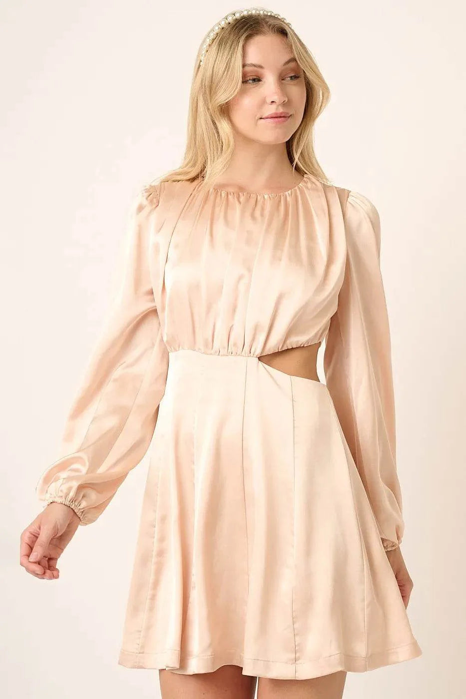 Mittoshop Satin Side Cutout Detail Mini Dress