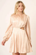 Mittoshop Satin Side Cutout Detail Mini Dress