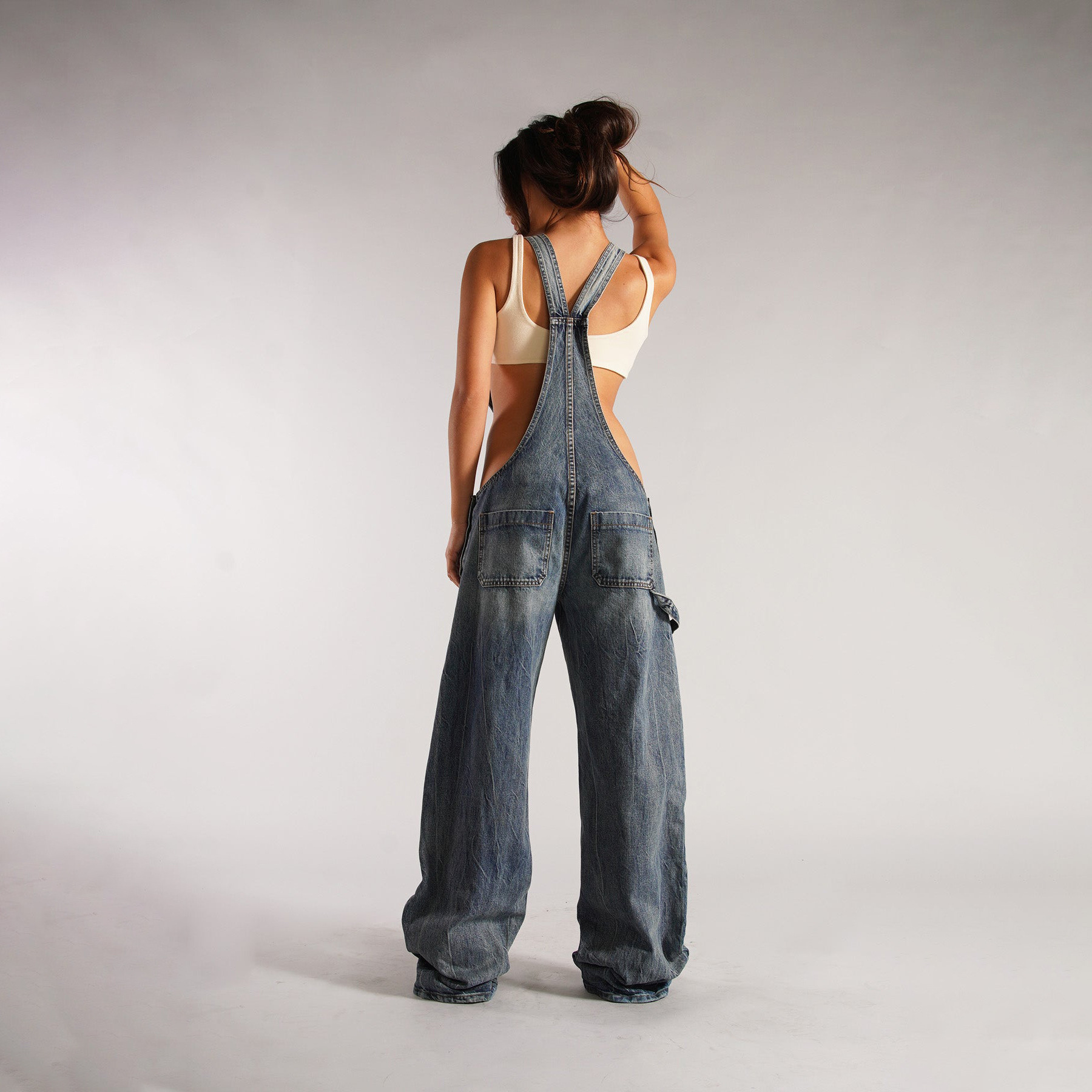 Loose Fit Denim Overalls