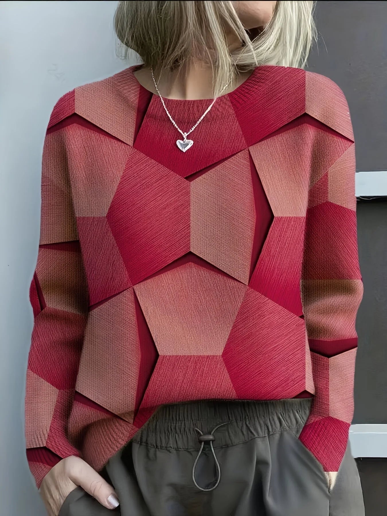 3D Digital Print Flannel Christmas Women's Round Neck Sweatshirt Autumn Winter