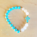 Natural Jade and Howlite Beaded Stretch Breacelet