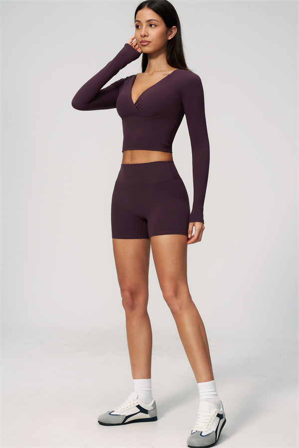 The Lox Long Sleeve Crop top Shorts 2-Piece Set