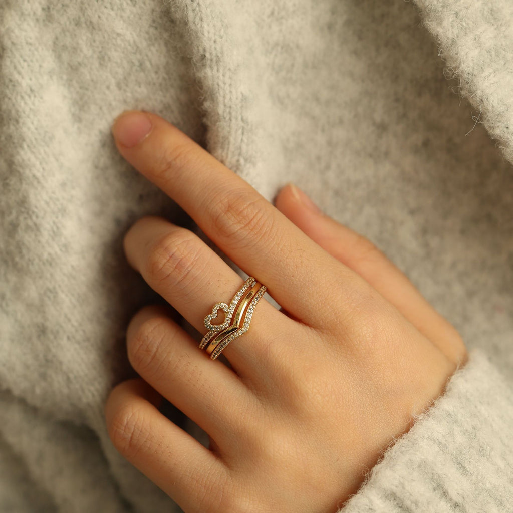 Jewelry Shining Love Wish Bone Stacking Ring