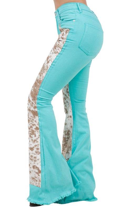 Rodeo Bell Bottom Turquoise/Brown- Inseam 34
