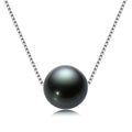Natural Perfect Circle Strong Light Tahitian Black Pearl Pendant S925 Silver Necklace