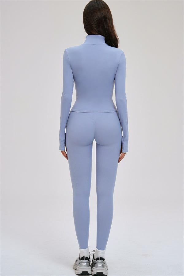 The Kinetic Zip Jacket Cross Back Sports Bra Leggings 3-Piece Set