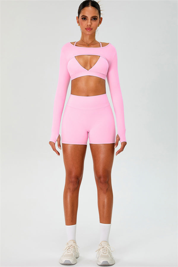 The Ember Sports Bra Crop Top Shorts 3-Piece Set