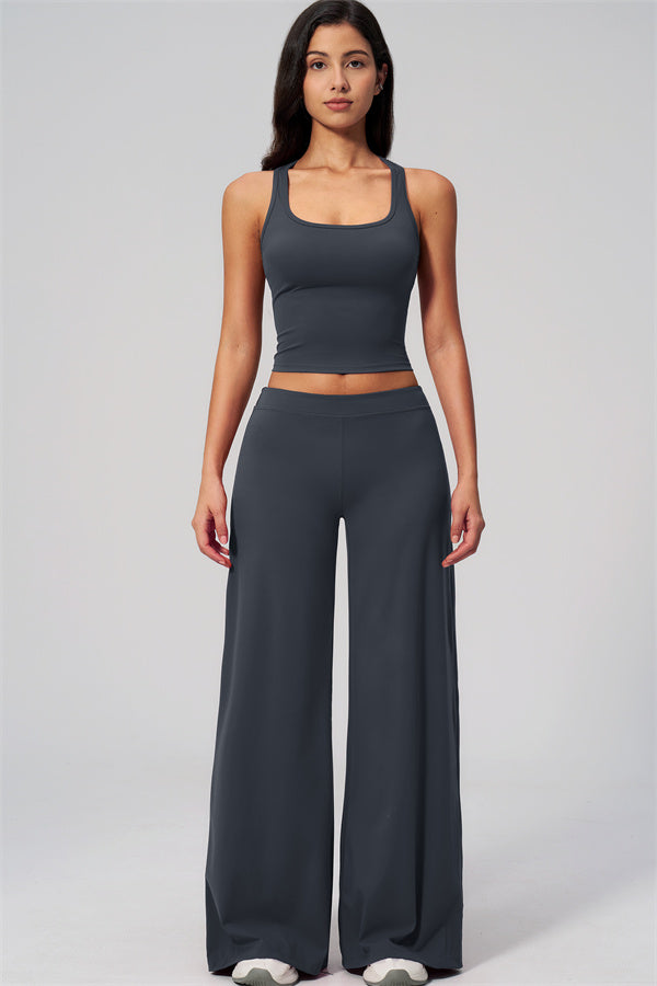 The Revive Crop Top Straight Leg Pants 2-Piece Set