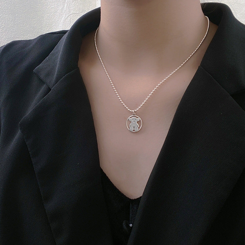S925 Sterling Silver Bear Retro Necklace Women