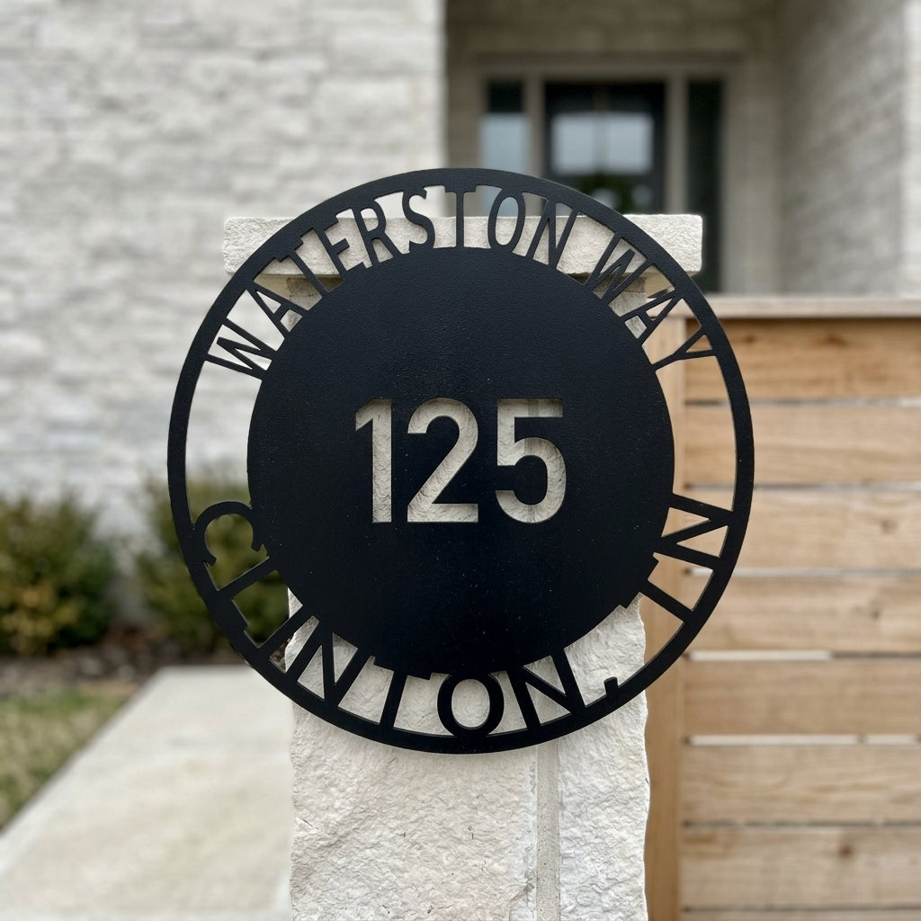 Custom Metal Sign - Personalized Circle Address Plaque