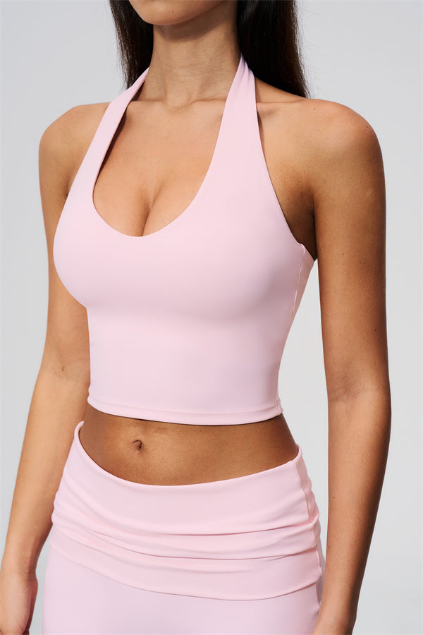 The Twirl Wide Strap Halter Crop Top Shorts 2-Piece Set