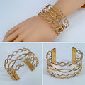 Gold Finish Twisted Layered Adjustable Cuff Bracel