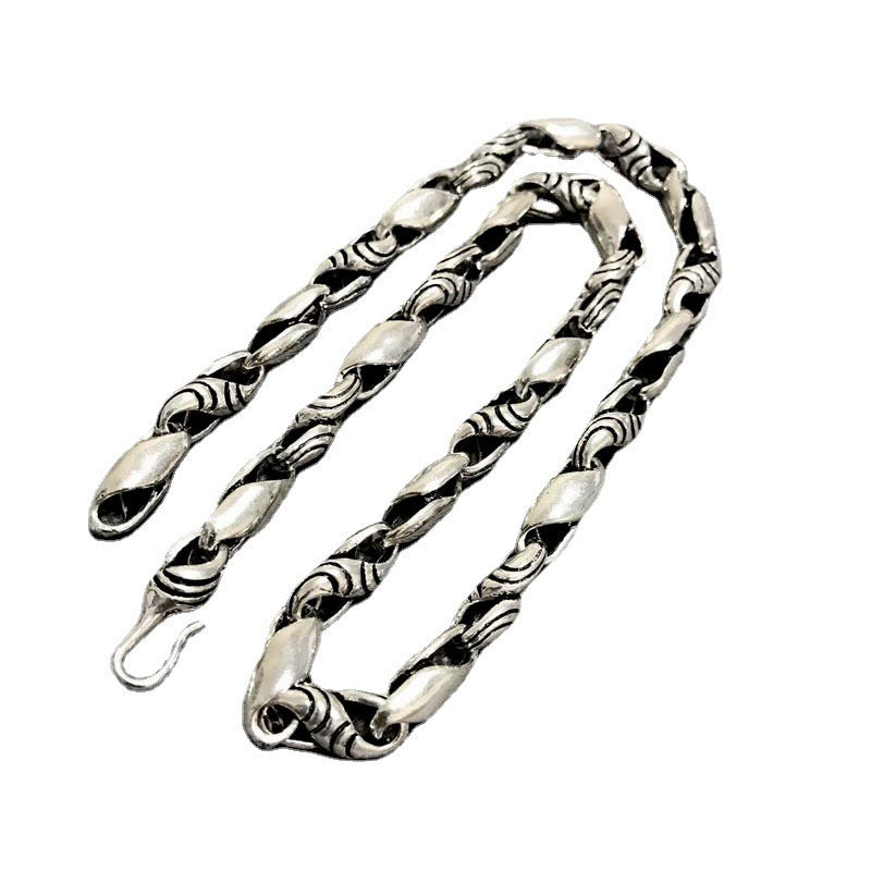 Men's Personality Punk Striped Sterling Silver Necklace