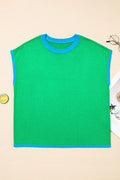 Contrast Trim Crewneck Short Sleeve Sweater