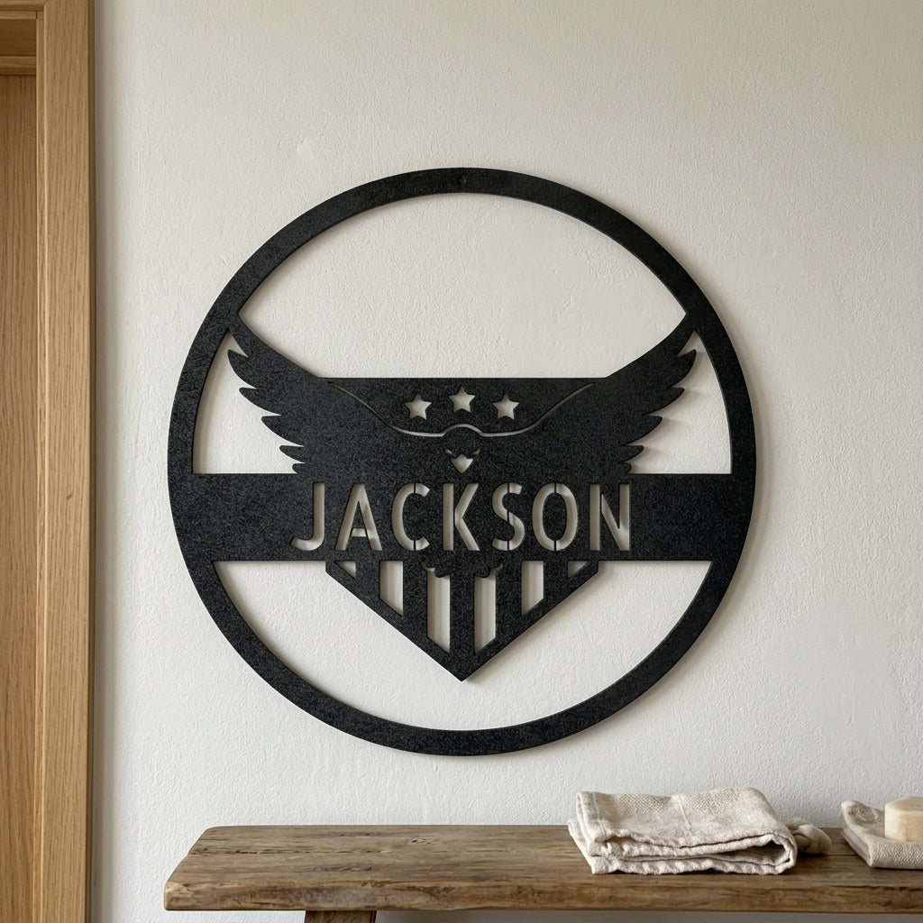 Custom Metal Wall Art - Personalized Flying Eagle Sign