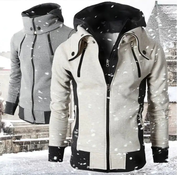 Men's Zip Up Hooded Jacket - Casual Slim Sports Cardigan