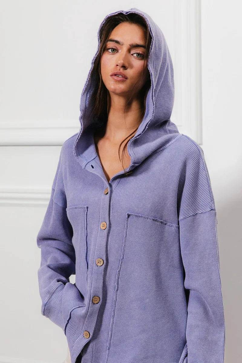 BiBi Washed Waffle Thermal Hooded Jacket