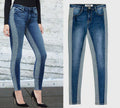 Summer Women's Slim Fit Color Block Denim Pants