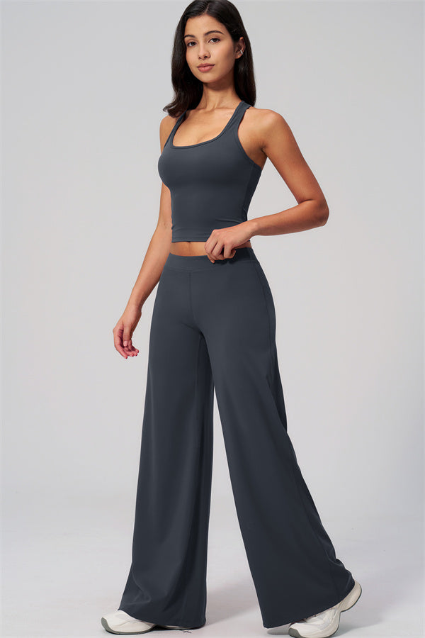 The Revive Crop Top Straight Leg Pants 2-Piece Set