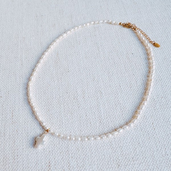Genuine Freshwater Pearl Cross Necklace