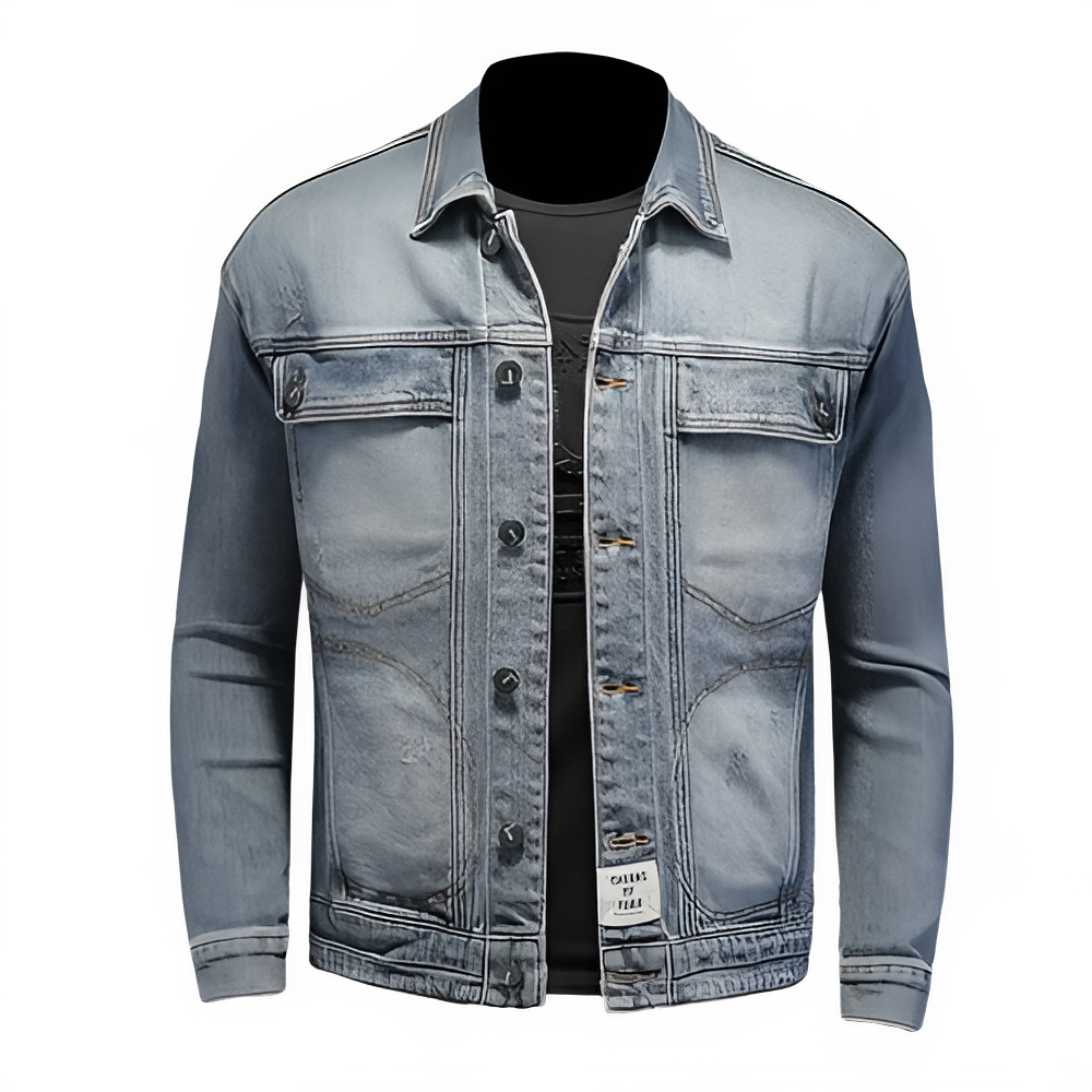 Men's retro classic denim jacket loose casual versatile lapel jacket high street fashion motorcycle riding clothes mens jacket