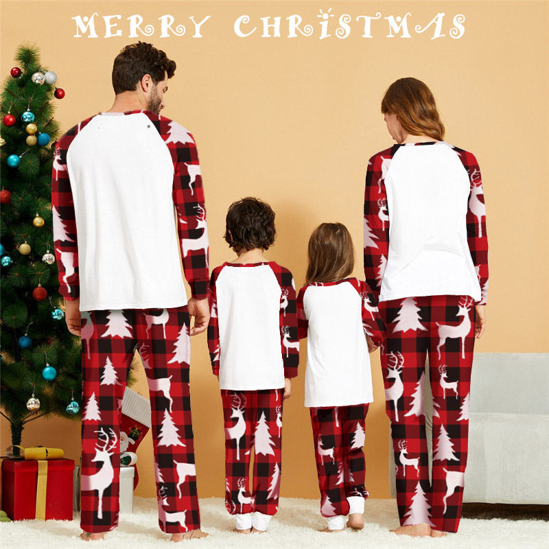European And American Deer Head Print Parent-child Home Service Suit
