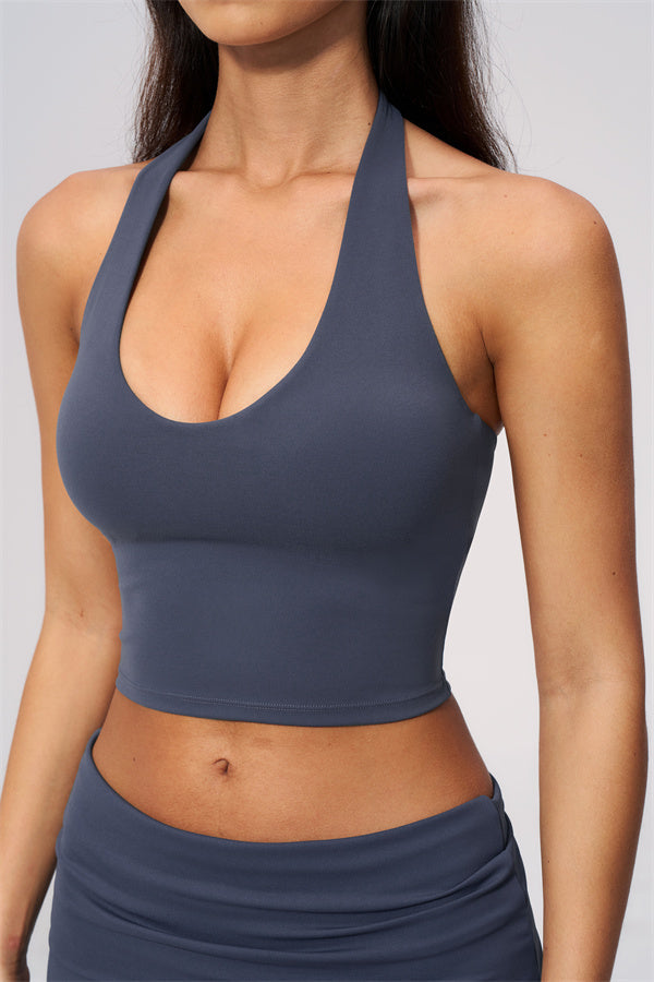 The Twirl Wide Strap Halter Crop Top Shorts 2-Piece Set