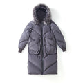 Maternity Cotton Jacket with Hood and Fur Collar