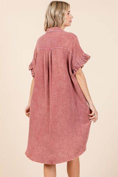 Mittoshop Mineral Wash Cotton Gauze Mini Shirt Dress
