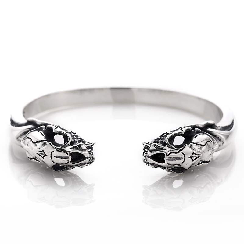 Male S925 Sterling Silver Beast Skull Bracelet