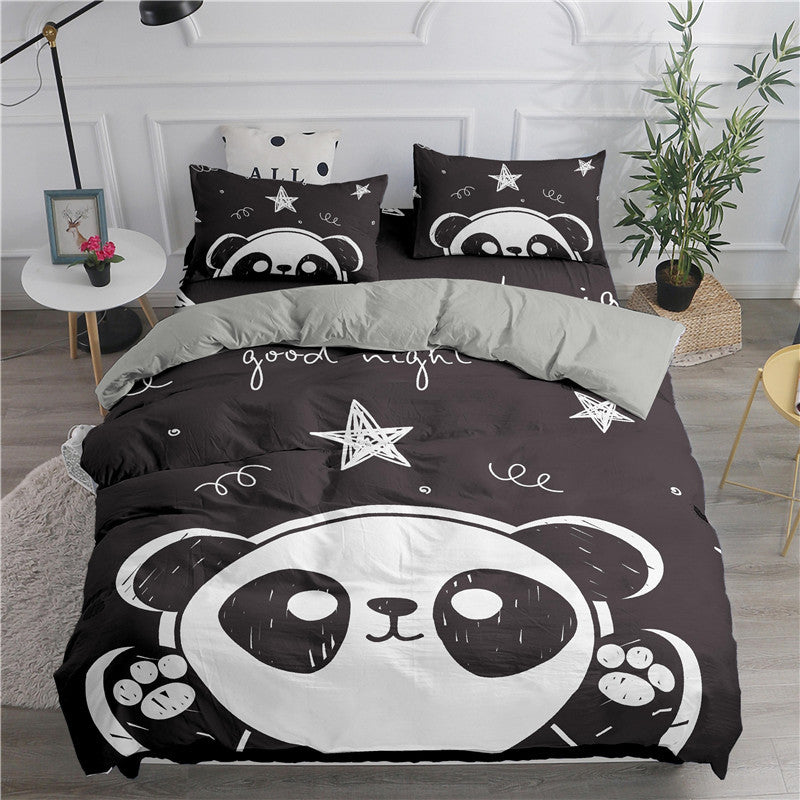 3D Cartoon Animation Bear Bedding Quilt Cover Digital Three-piece Set