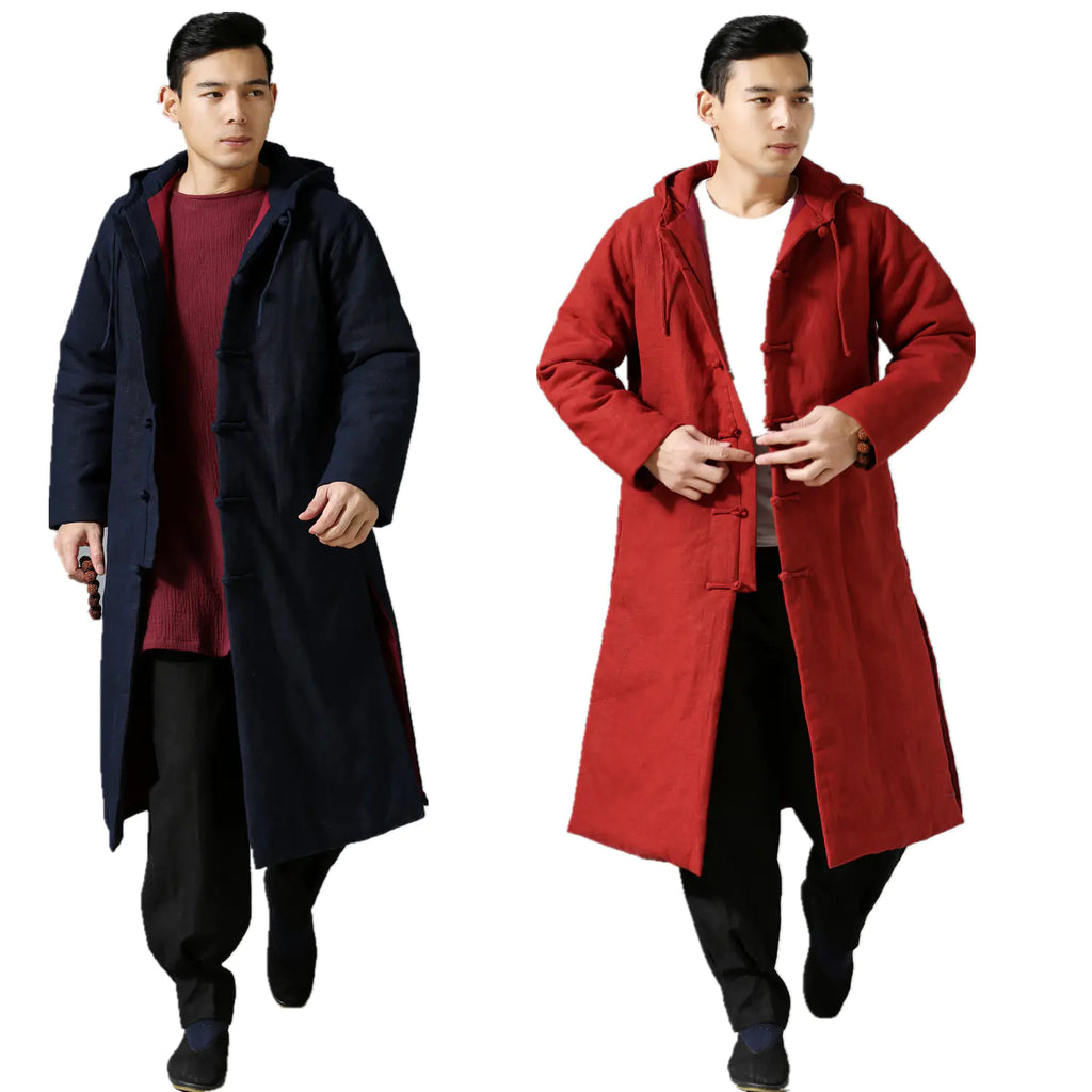 Ethnic Style Cotton Linen Hooded Thick Jacket